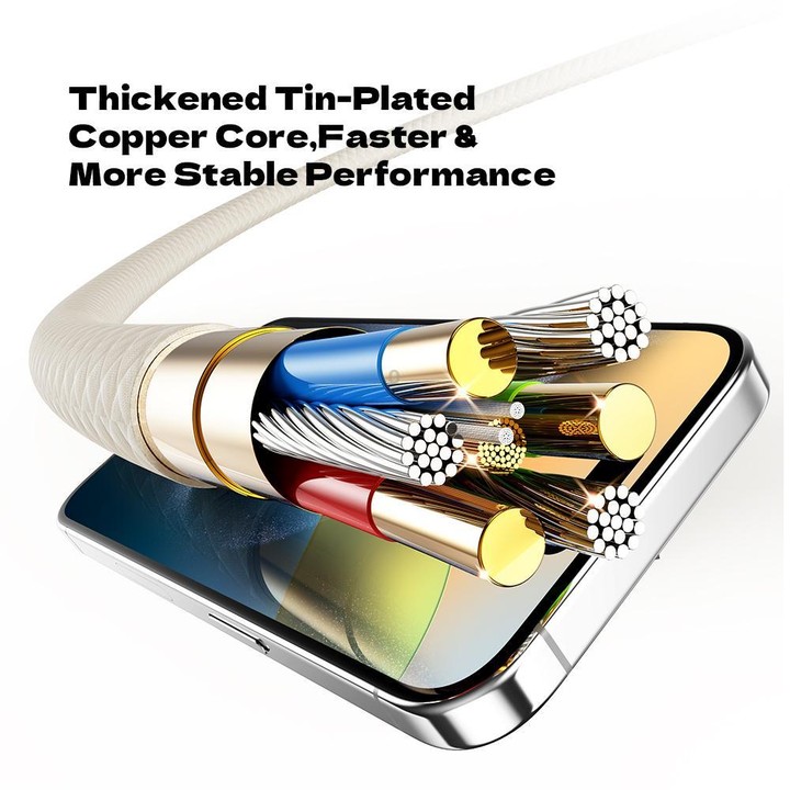 ROCK R18 Type-C to Type-C PD100W Metal Braided Fast Charging Data Cable, Length:1m(Beige)