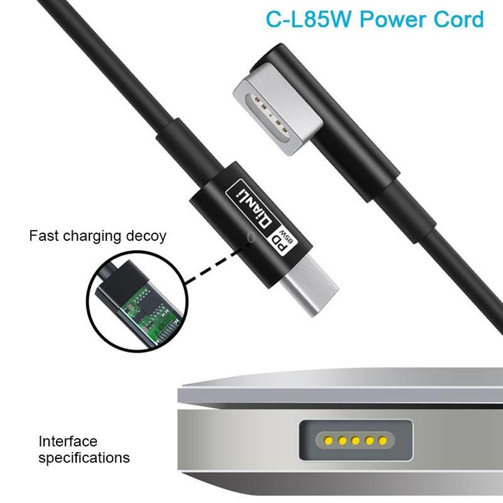 QianLi Adaptive Notebook Power Cable, Interface:L Head to Type-C