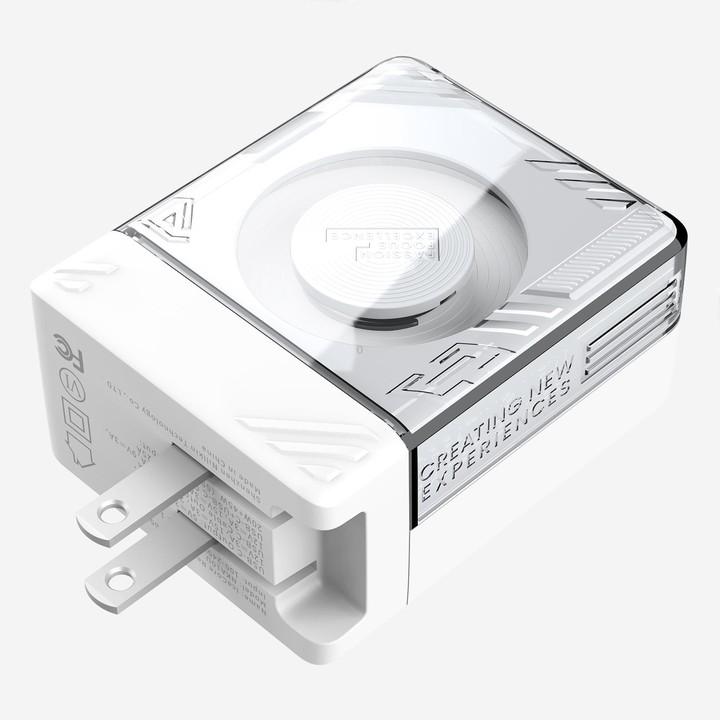 Nillkin IceCore Retractable 65W GaN Fast Charger with Type-C / USB-C Cable, US Plug(White)
