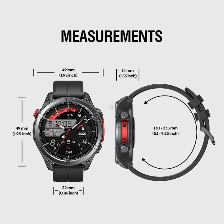 Zeblaze Stratos 4 Rugged Outdoor GPS Smart Watch 1.43 inch Screen 5 ATM & IP69K(Orange)