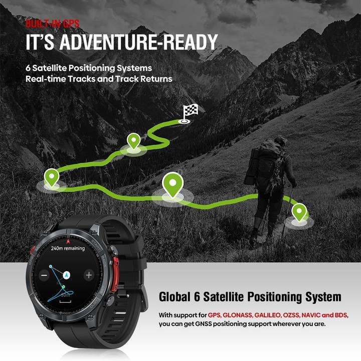 Zeblaze Stratos 4 Rugged Outdoor GPS Smart Watch 1.43 inch Screen 5 ATM & IP69K(Orange)