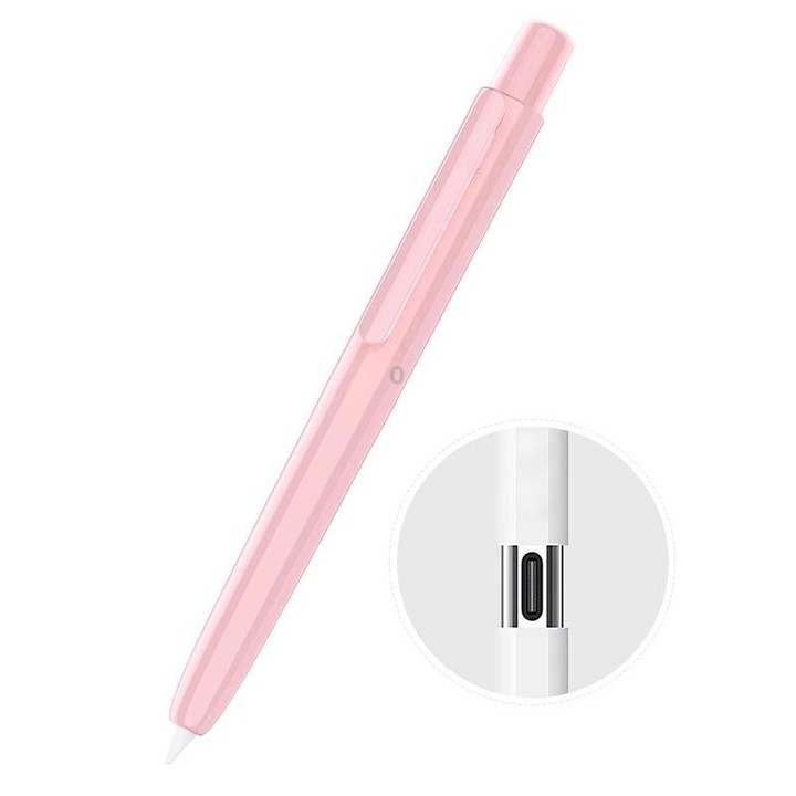 For Apple Pencil USB-C Retractable Silicone Protective Stylus Pen Case(Black)