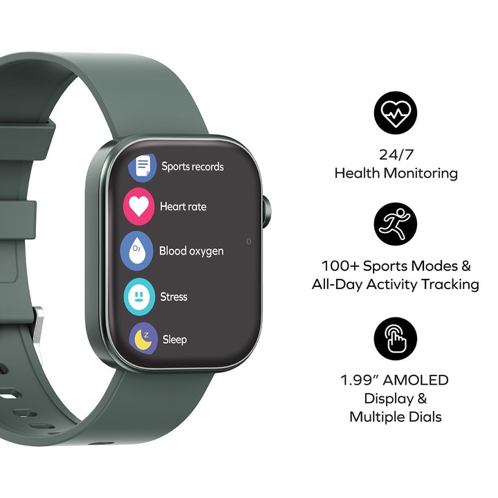 MOMAX SW3S 1.99 inch Screen 3ATM Waterproof Smart Sports Watch(Green)