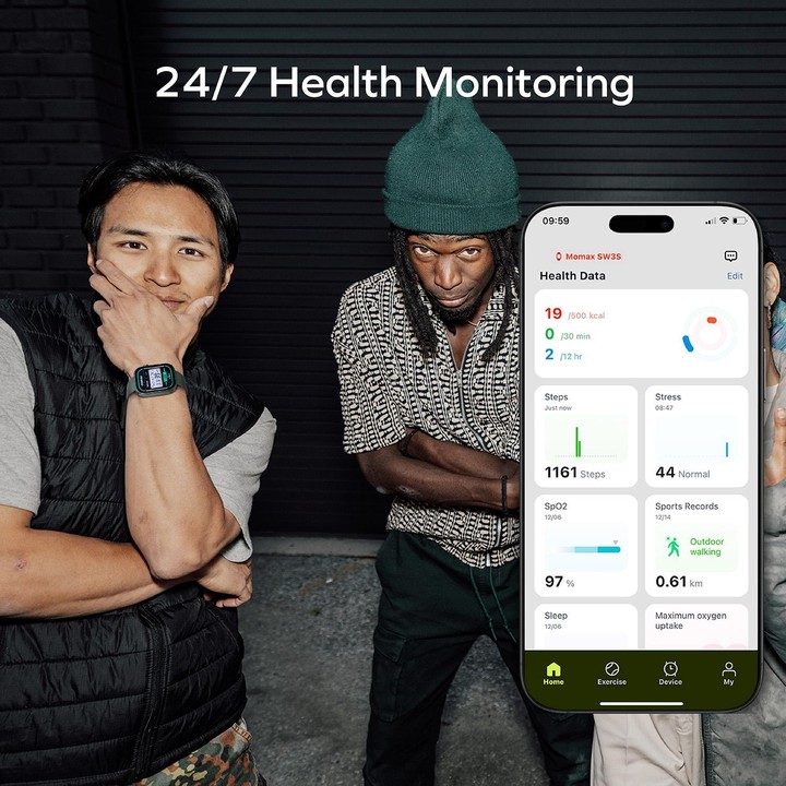 MOMAX SW3S 1.99 inch Screen 3ATM Waterproof Smart Sports Watch(Green)