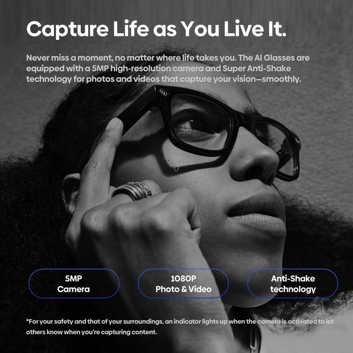 Zeblaze Eyewear AI Shooting Glasses Open-ear Audio AI Assistance(Transparent Lenses)