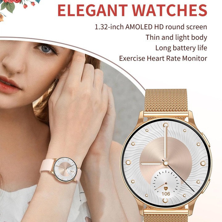 CY29 1.32 inch AMOLED Screen Female Smart Watch Supports COFIT APP(Black)