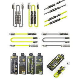 WK WDC-77 Convertible 3 in 1 240W Ultra-Fast ChargingTrue Silicone Data Cable, Interface:6 in 1(Green)