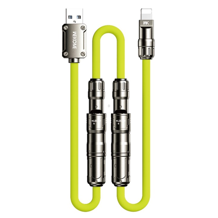 WK WDC-77 Convertible 3 in 1 240W Ultra-Fast ChargingTrue Silicone Data Cable, Interface:6 in 1(Green)
