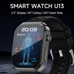 U13 2.2 inch IPS Curved Screen Smart Watch Supports BT Call(Black)