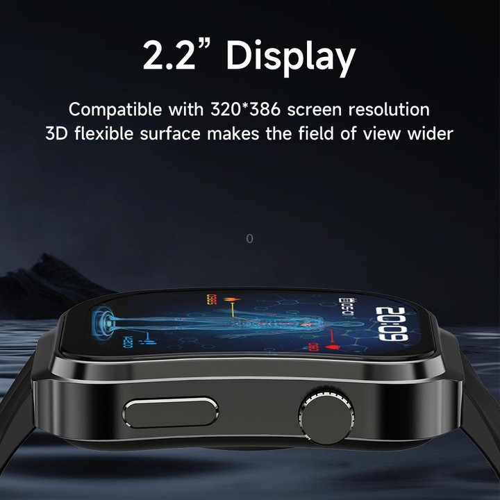 U13 2.2 inch IPS Curved Screen Smart Watch Supports BT Call(Black)