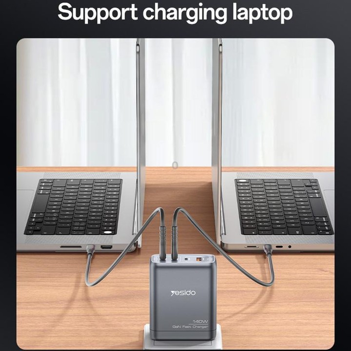 Yesido YC143 140W 4 Ports GaN Fast Charging Charger, 3 x USB-C / Type-C, 1 x USB-A(US Plug)