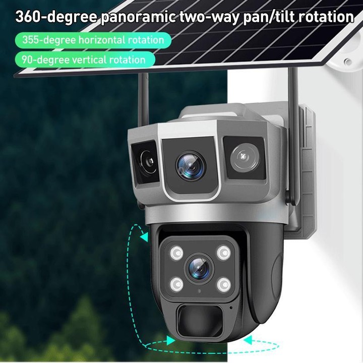 VTS02 4MP Multi-lens Panoramic Solar Surveillance PTZ Dome Camera, Model:Southeast Asia 4G(Black)