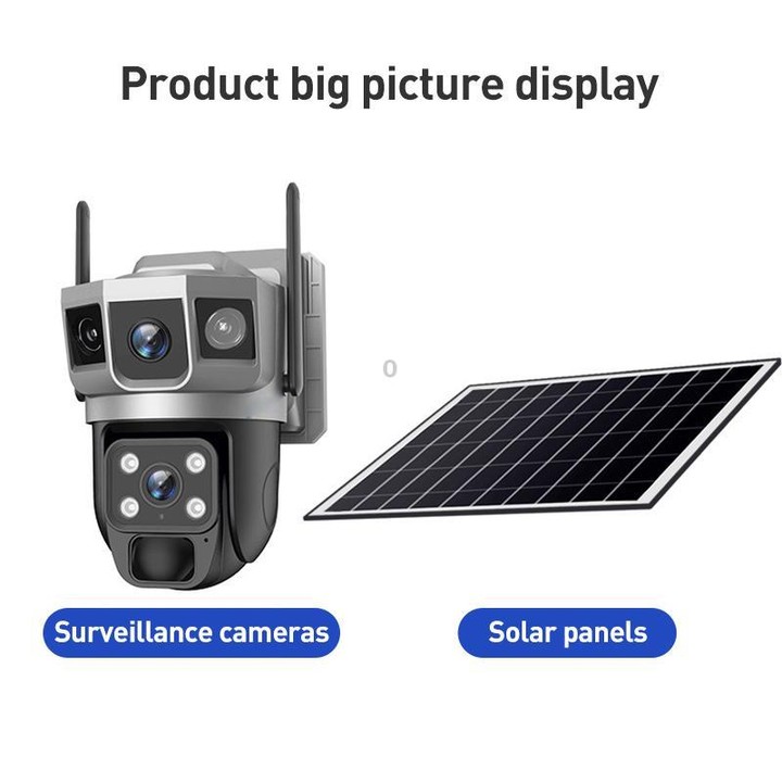 VTS02 4MP Multi-lens Panoramic Solar Surveillance PTZ Dome Camera, Model:Southeast Asia 4G(Black)