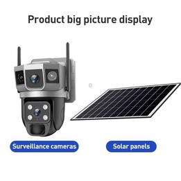 VTS02 4MP Multi-lens Panoramic Solar Surveillance PTZ Dome Camera, Model:Southeast Asia 4G-AOV(Black)