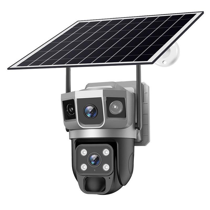 VTS02 4MP Multi-lens Panoramic Solar Surveillance PTZ Dome Camera, Model:Southeast Asia 4G-AOV(Black)