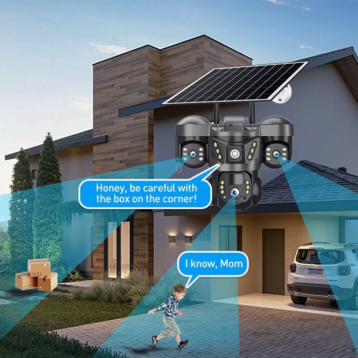VTS29 6MP Multi-lens Panoramic Solar Surveillance PTZ Dome Camera, Model:Southeast Asia WiFi(Black)