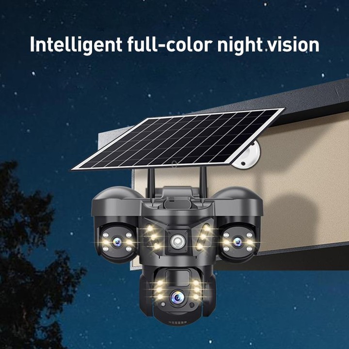 VTS29 6MP Multi-lens Panoramic Solar Surveillance PTZ Dome Camera, Model:Southeast Asia WiFi(Black)