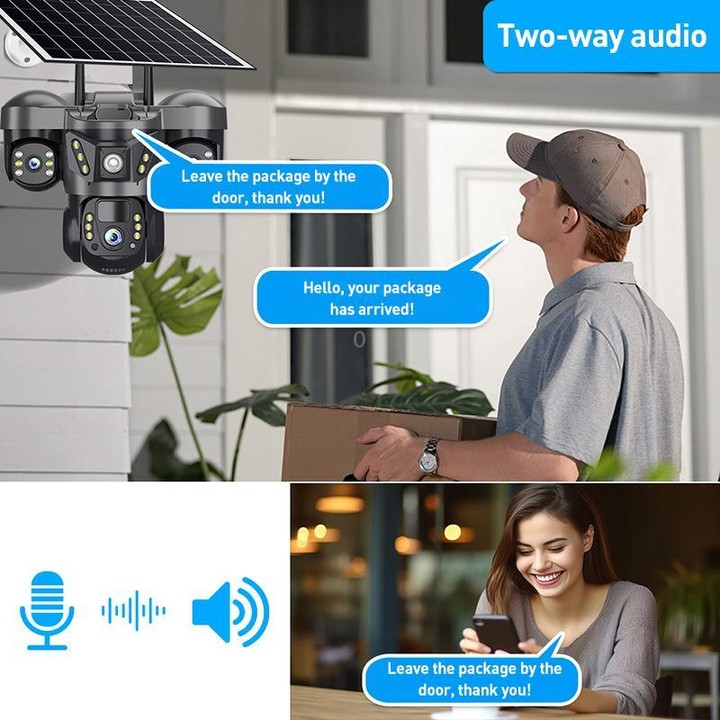 VTS29 6MP Multi-lens Panoramic Solar Surveillance PTZ Dome Camera, Model:Southeast Asia WiFi(Black)