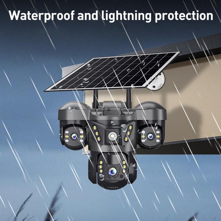 VTS29 6MP Multi-lens Panoramic Solar Surveillance PTZ Dome Camera, Model:Southeast Asia 4G(Black)