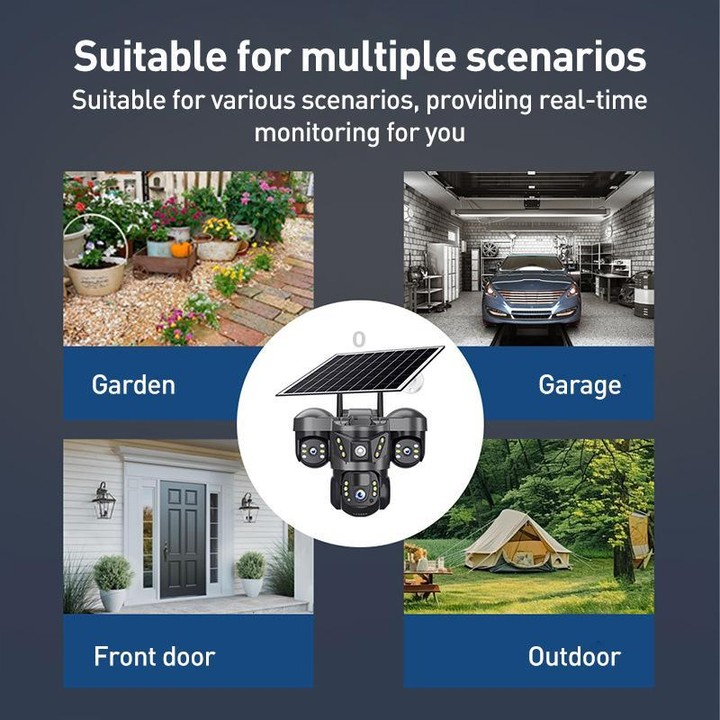 VTS29 6MP Multi-lens Panoramic Solar Surveillance PTZ Dome Camera, Model:Southeast Asia 4G(Black)