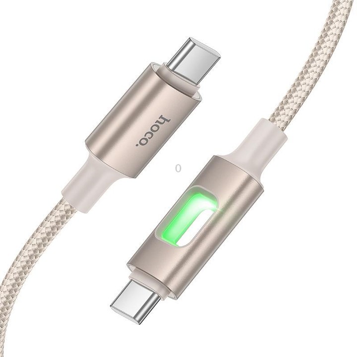 hoco U144 Colorful LED 60W Type-C to Type-C Fast Charging Data Cable, Length: 1.2m(Gold)