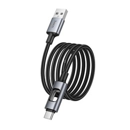 hoco U144 Colorful LED 3A USB to Type-C Charging Data Cable, Length: 1.2m(Black)