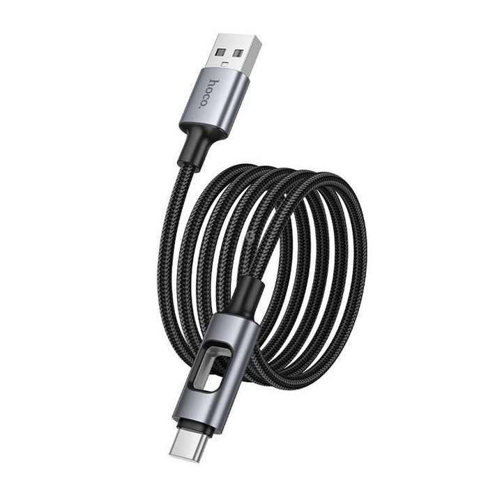 hoco U144 Colorful LED 3A USB to Type-C Charging Data Cable, Length: 1.2m(Black)