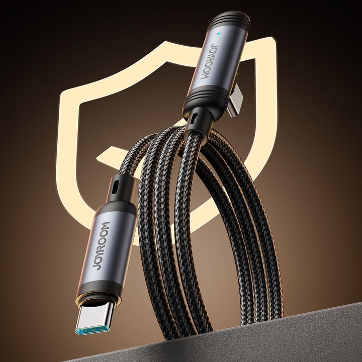 JOYROOM S-A56 EnjoyX Series 60W Type-C to Type-C 90 Degree Fast Charging Data Cable, Length:1.2m(Black)