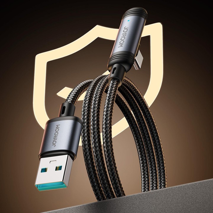 JOYROOM S-A56 EnjoyX Series 3A USB to Type-C 90 Degree Fast Charging Data Cable, Length:1.2m(Black)