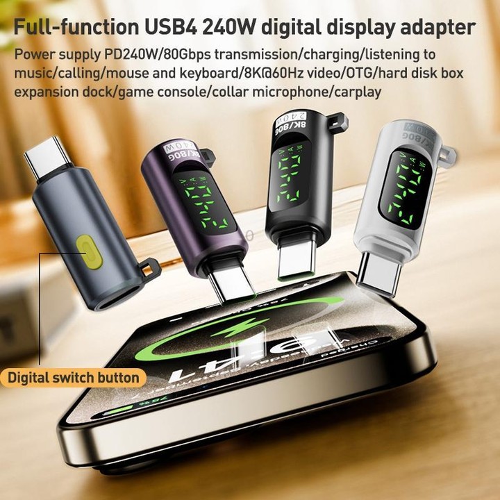 240W Type-C to Type-C Digital Display Adapter with Switch(White)