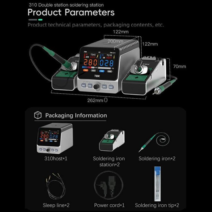 TBK 310 Intelligent Double-station Soldering Station, Plug:EU Plug