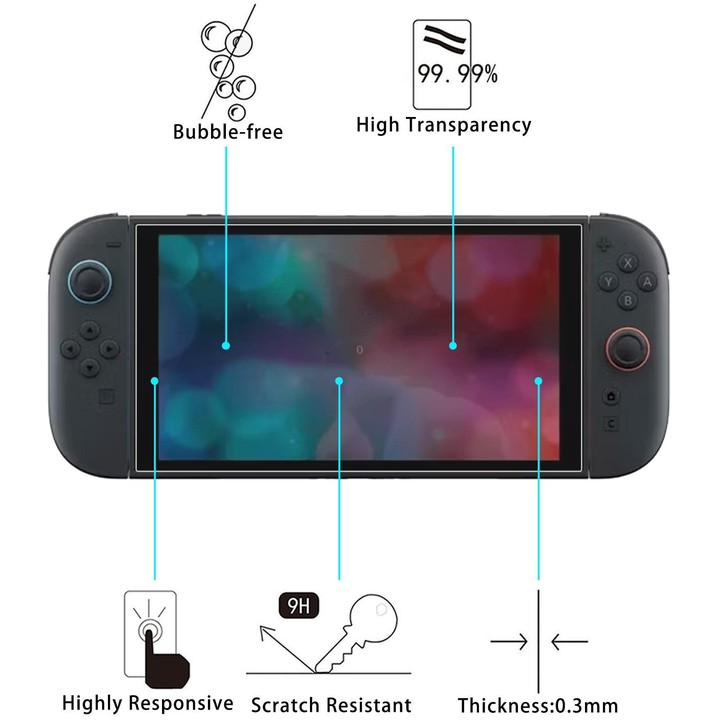 For Nintendo Switch 2 10pcs 0.26mm 9H 2.5D Tempered Glass Film