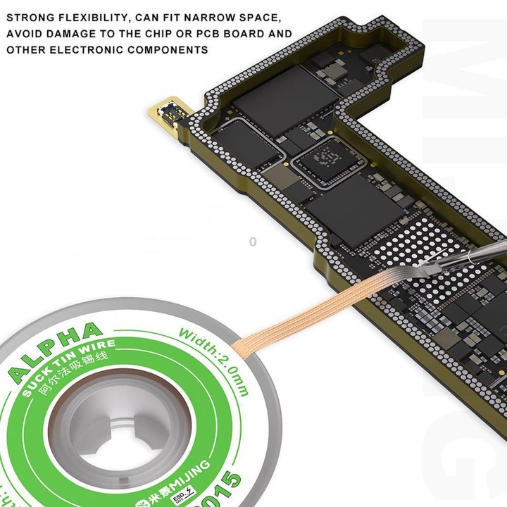 Mijing 10 in 1 Motherboard IC Chip Cleaning Alpha Tin-Absorbing Wire, Model:AR-2020