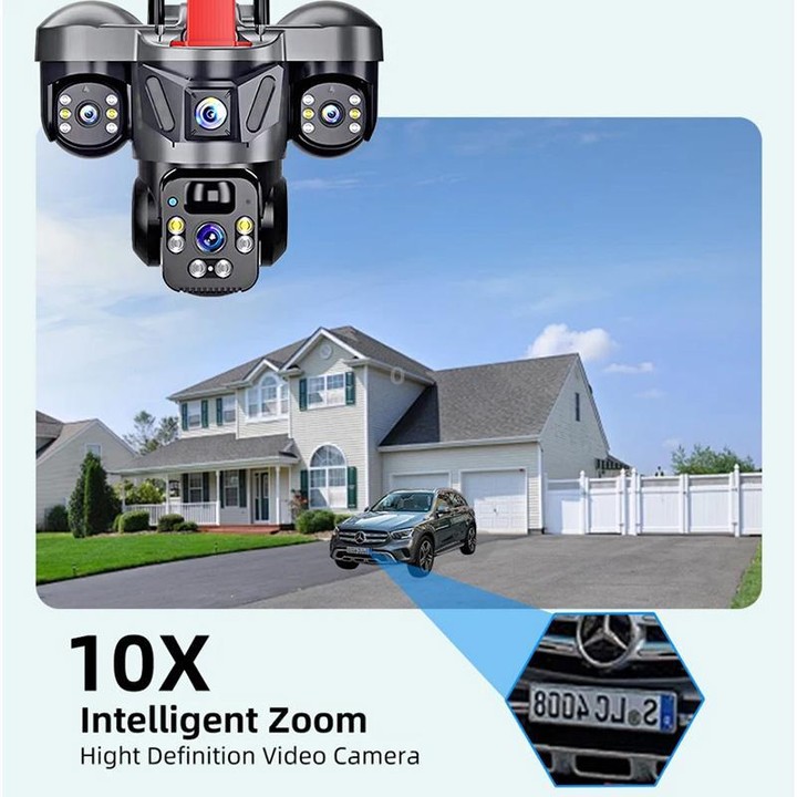 D31 9MP Multi-lens Panoramic Solar Surveillance PTZ Dome Camera, Model:Southeast Asia WiFi(Black)