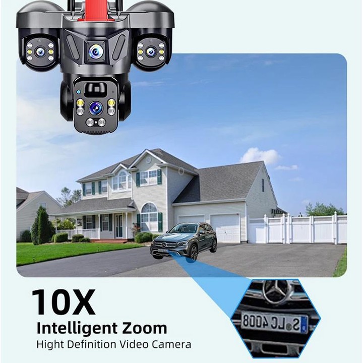D31 9MP Multi-lens Panoramic Solar Surveillance PTZ Dome Camera, Model:Southeast Asia 4G(Black)