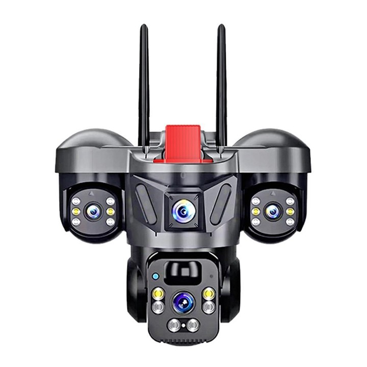 D31 9MP Multi-lens Panoramic Solar Surveillance PTZ Dome Camera, Model:European 4G(Black)