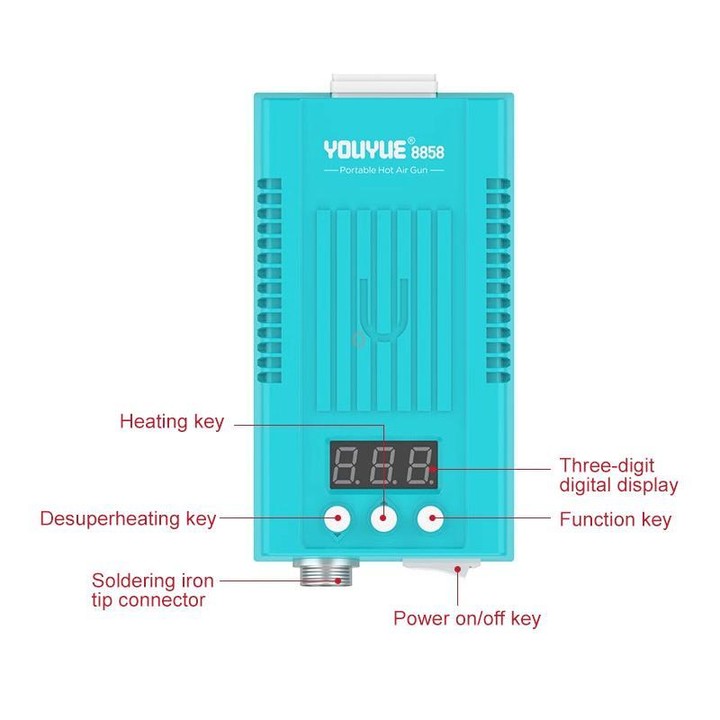 Uyue 8858 Portable Hot Air Gun BGA Desoldering Rework Station, Plug:EU Plug