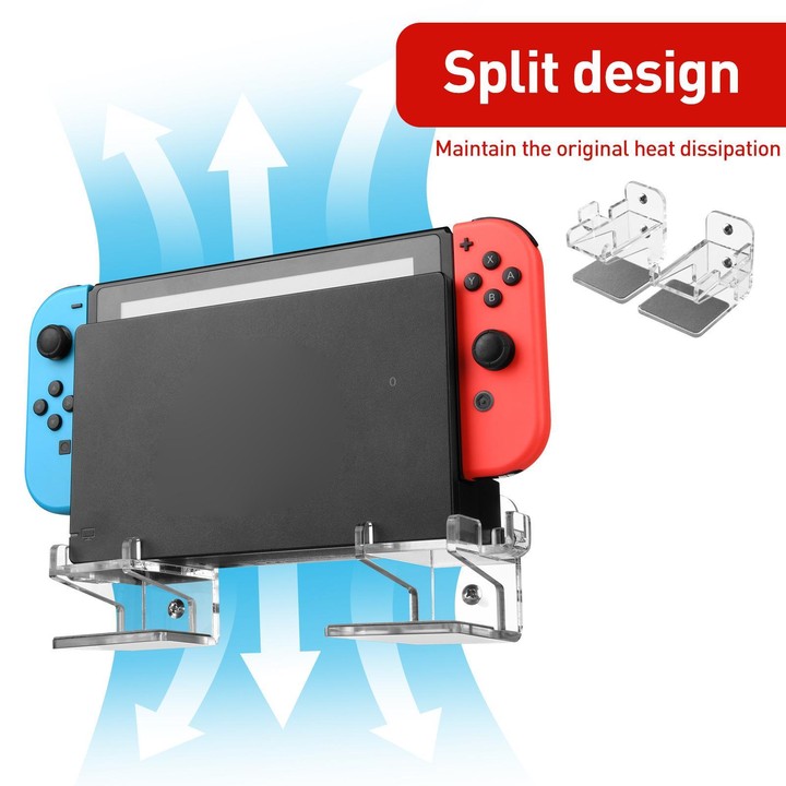 For Nintendo Switch 1 / 2 Acrylic Wall Split Symmetrical Storage Bracket(Transparent)