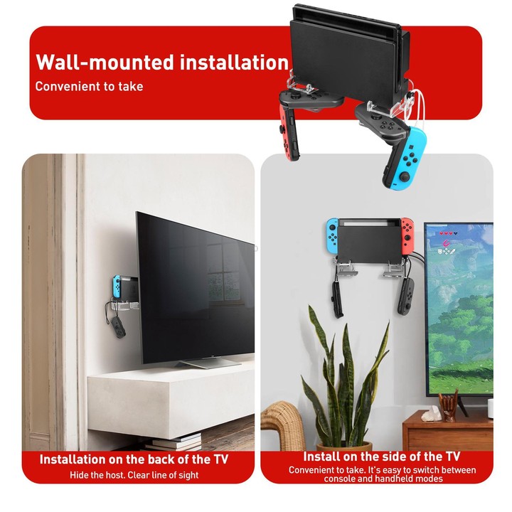 For Nintendo Switch 1 / 2 Acrylic Wall Split Symmetrical Storage Bracket(Transparent)