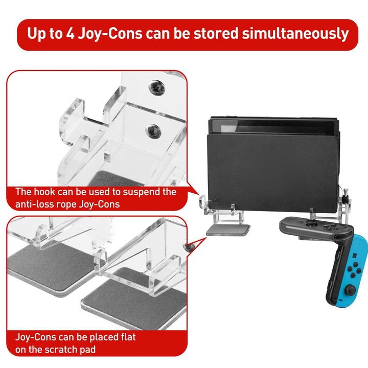 For Nintendo Switch 1 / 2 Acrylic Wall Split Symmetrical Storage Bracket(Transparent)