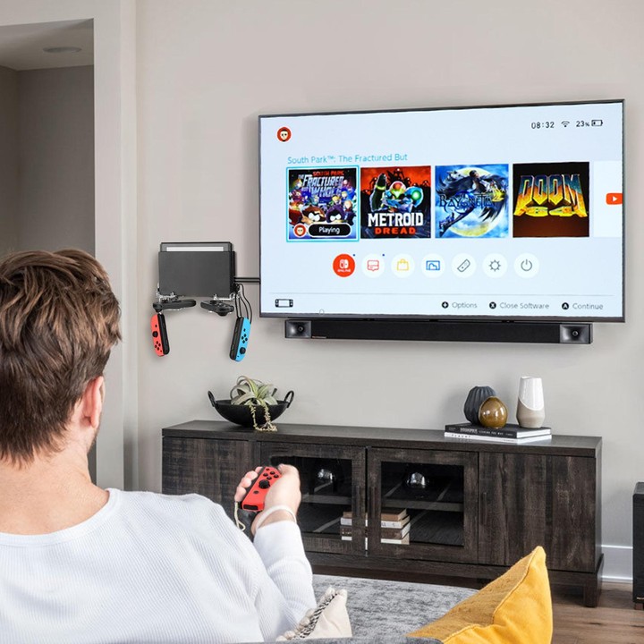 For Nintendo Switch 1 / 2 Acrylic Wall Split Symmetrical Storage Bracket(Transparent)