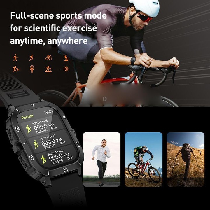 C50 Pro 2.19 inch TFT Screen BT Outdoor Sports Smart Watch Support Heart Rate Monitoring(Black White)