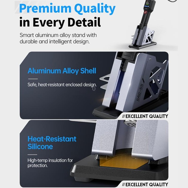 FNIRSI SAG-55 550W High Temperature Portable Micro Hot Air Gun, Type:Standard Ordinary Base(EU Plug)