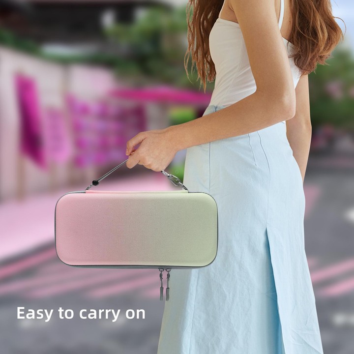 For Nintendo Switch 2 EVA Portable Shockproof Waterproof Portable Game Console Storage Bag(Pink Green)
