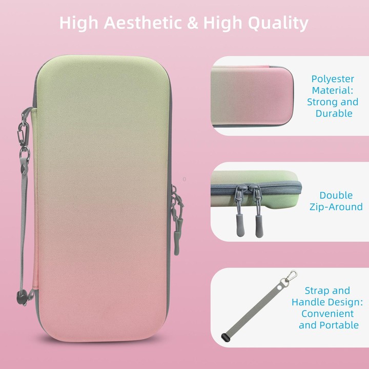 For Nintendo Switch 2 EVA Portable Shockproof Waterproof Portable Game Console Storage Bag(Pink Green)