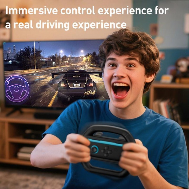 For Nintendo Switch 2 Joy-Con 1pair iPlay HBS-2813 Controller Racing Simple Steering Wheel(Black)