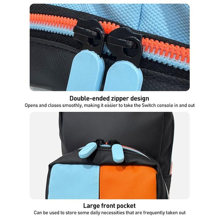 For Nintendo Switch 2 iPlay HBS-2844 Colorblock Crossbody Game Console Storage Bag(Orange Blue)