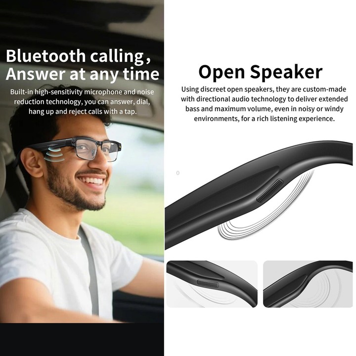 L802 Smart Glasses with 8MP HD Camera Video Recording WiFi Transmission Al Smart Voice Assistant Smart Wearable Headset(Sunglass
