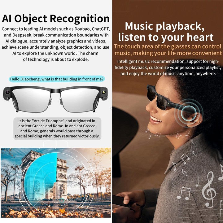 L802 Smart Glasses with 8MP HD Camera Video Recording WiFi Transmission Al Smart Voice Assistant Smart Wearable Headset(Gradient