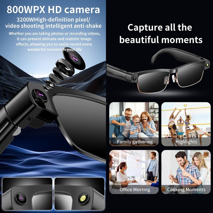L802 Smart Glasses with 8MP HD Camera Video Recording WiFi Transmission Al Smart Voice Assistant Smart Wearable Headset(Gradient